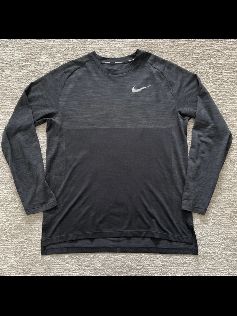 Nike Running Dri Fit Long Sleeve Performance Shirt Gray Mens Medium Activewear